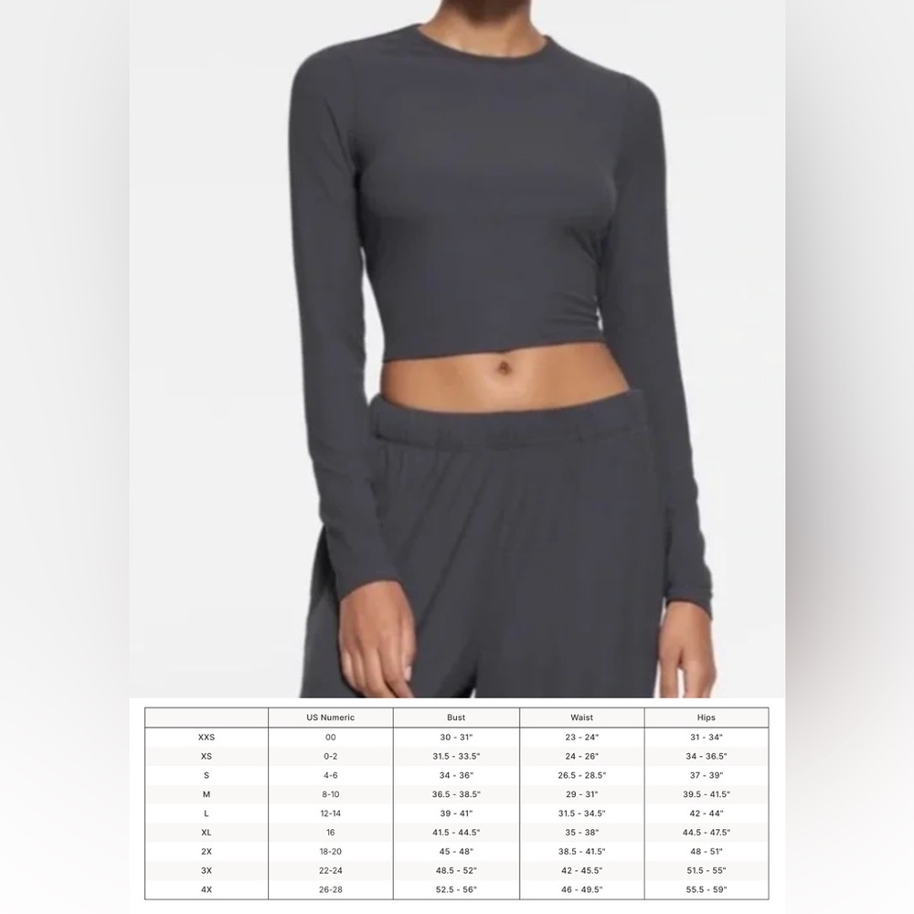 SKIMS Soft Lounge Graphite Long Sleeve Crop Top